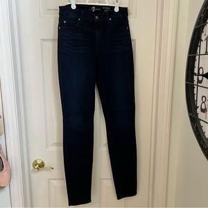 7 for all mankind dark blue mid rise skinny jeans size 27